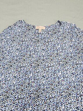 Philosophy Women's Plus Size 2X Blue Multicolor Floral Short Sleeve Blouse Top